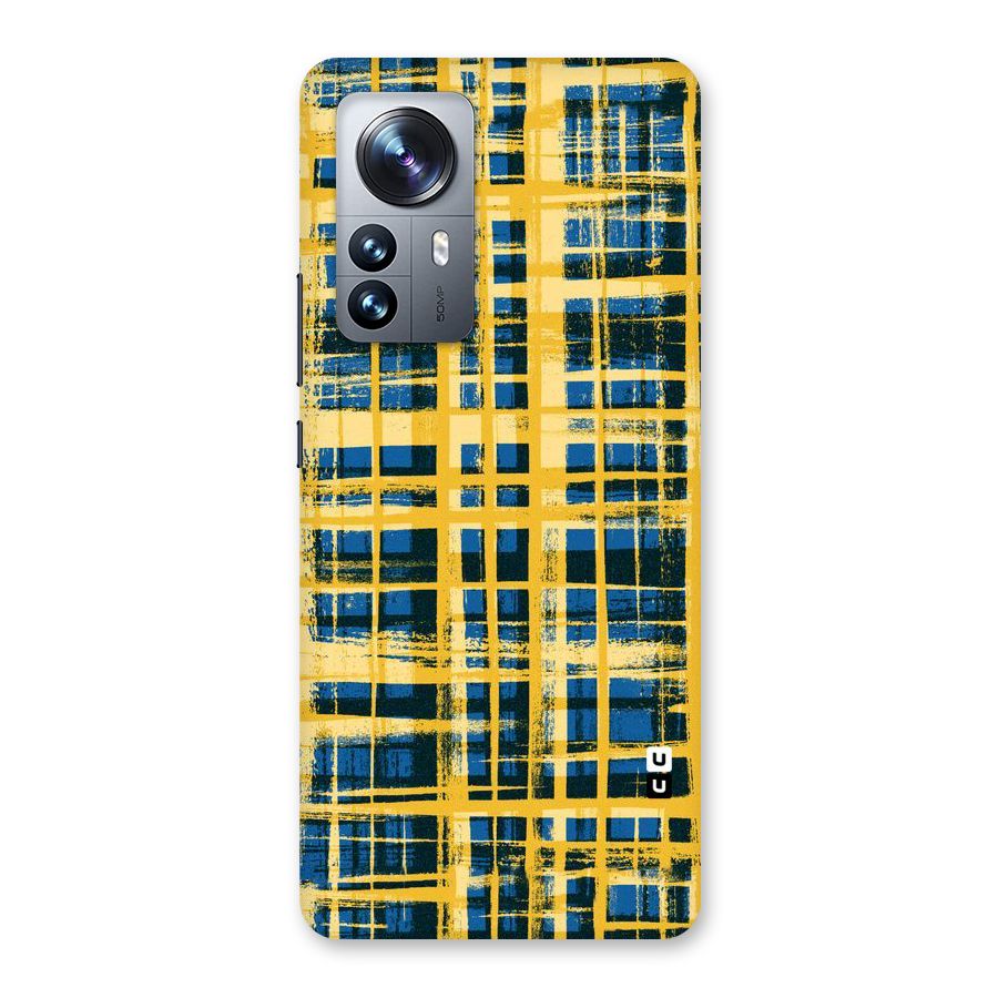 Yellow Rugged Check Design Back Case for Xiaomi 12 Pro