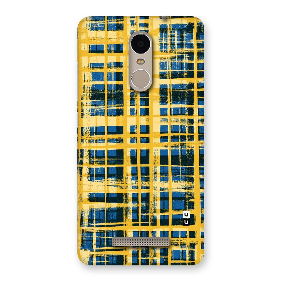 Yellow Rugged Check Design Back Case for Xiaomi Redmi Note 3