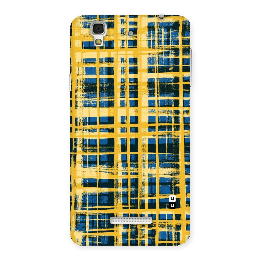 Yellow Rugged Check Design Back Case for Yu Yureka