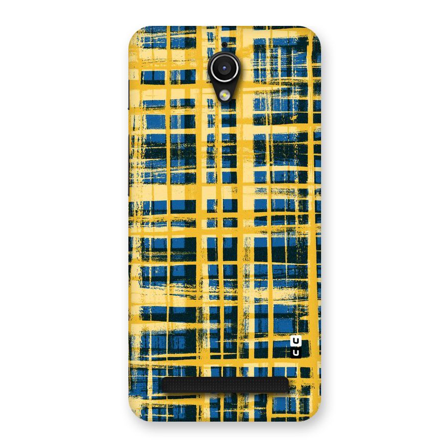 Yellow Rugged Check Design Back Case for Zenfone Go