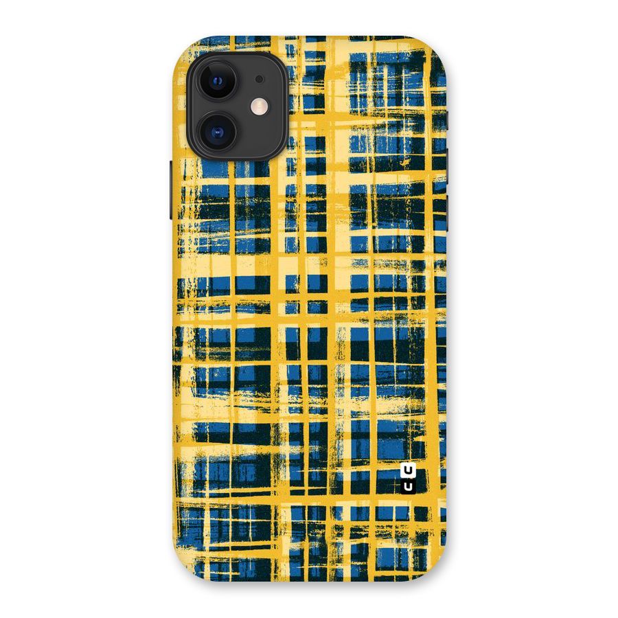 Yellow Rugged Check Design Back Case for iPhone 11