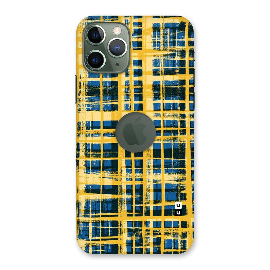Yellow Rugged Check Design Back Case for iPhone 11 Pro Logo  Cut
