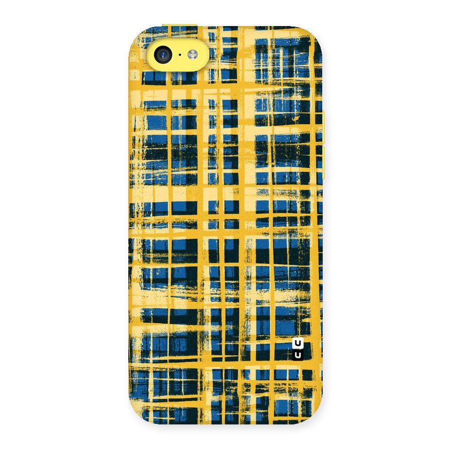 Yellow Rugged Check Design Back Case for iPhone 5C