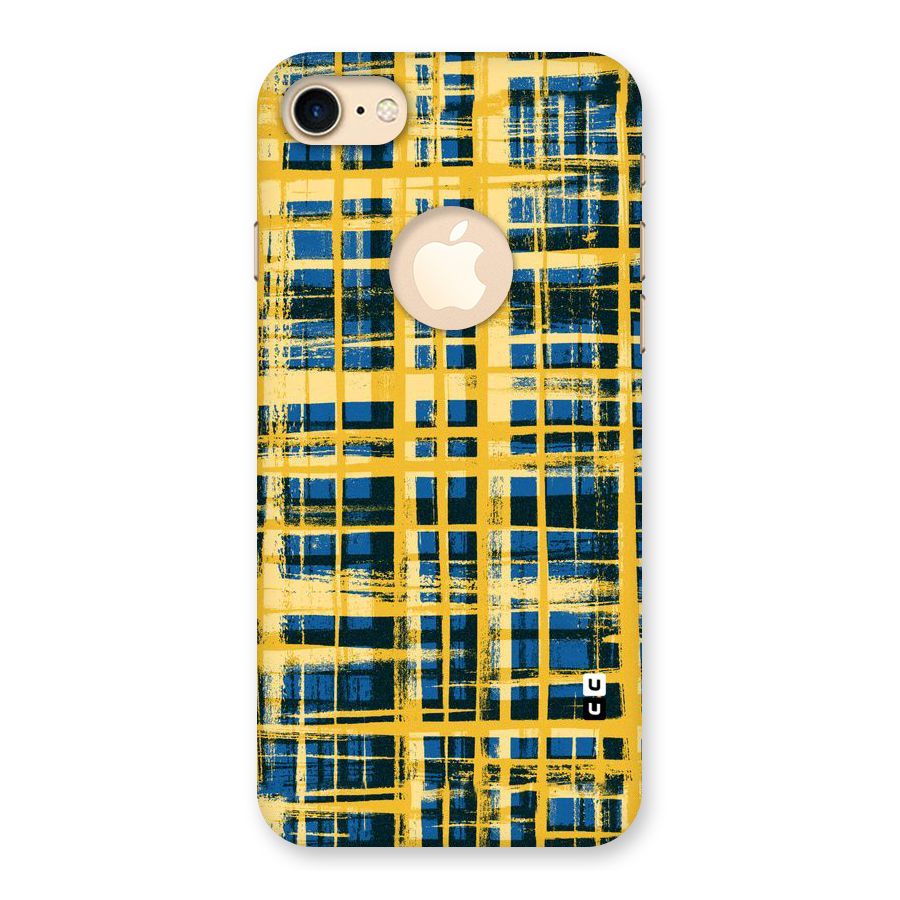Yellow Rugged Check Design Back Case for iPhone 7 Logo Cut
