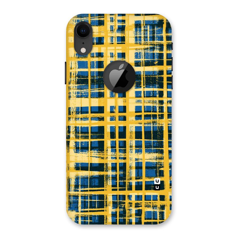 Yellow Rugged Check Design Back Case for iPhone XR Logo Cut