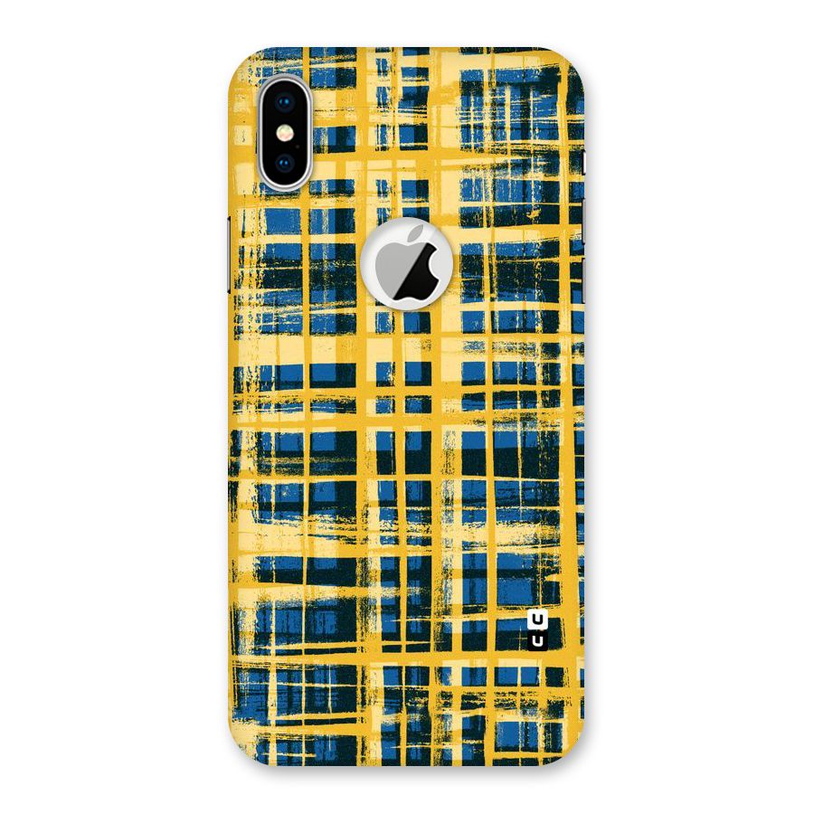 Yellow Rugged Check Design Back Case for iPhone XS Logo Cut