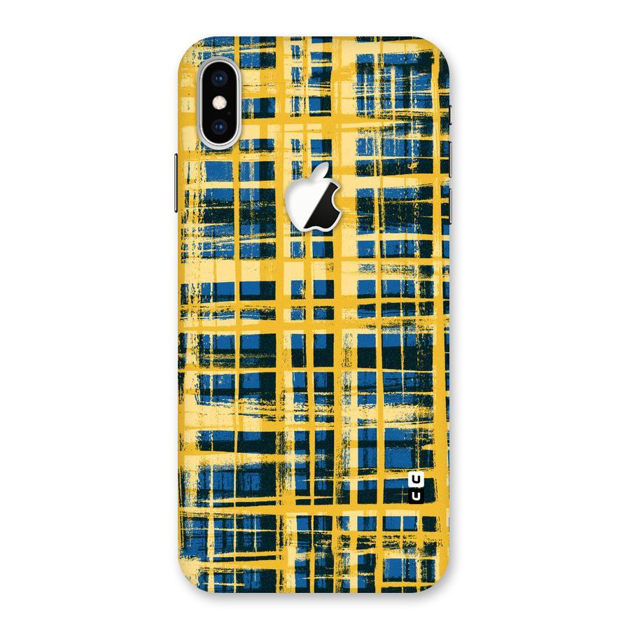 Yellow Rugged Check Design Back Case for iPhone XS Max Apple Cut