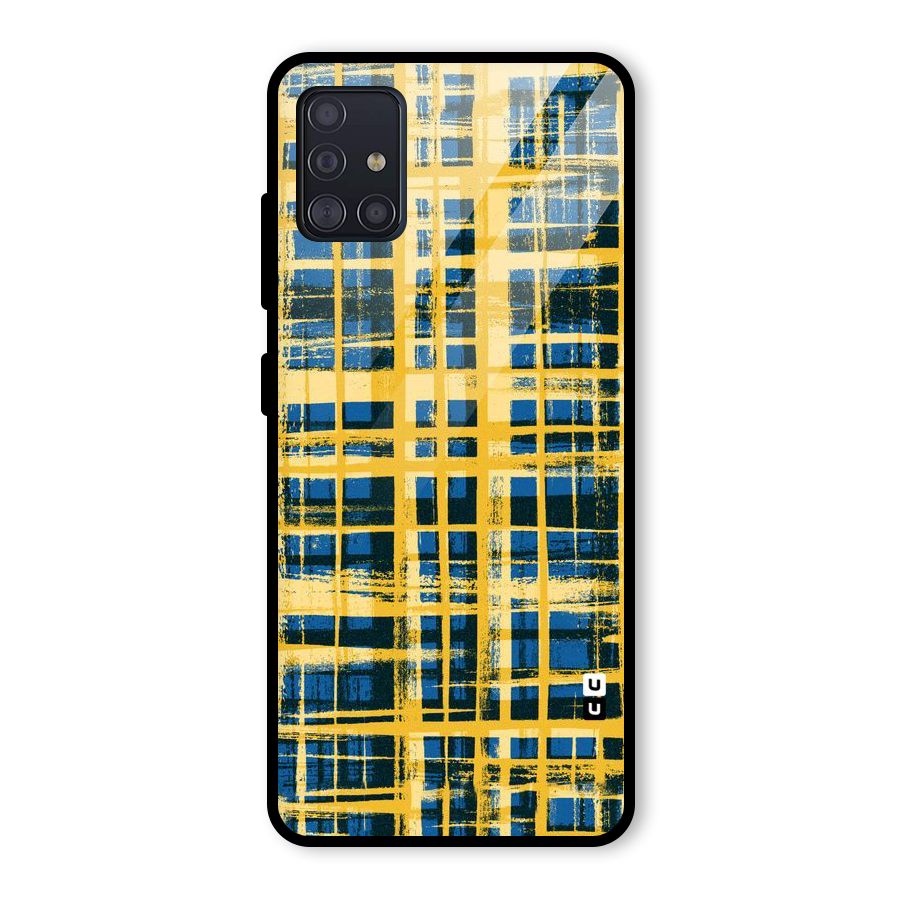 Yellow Rugged Check Design Glass Back Case for Galaxy A51