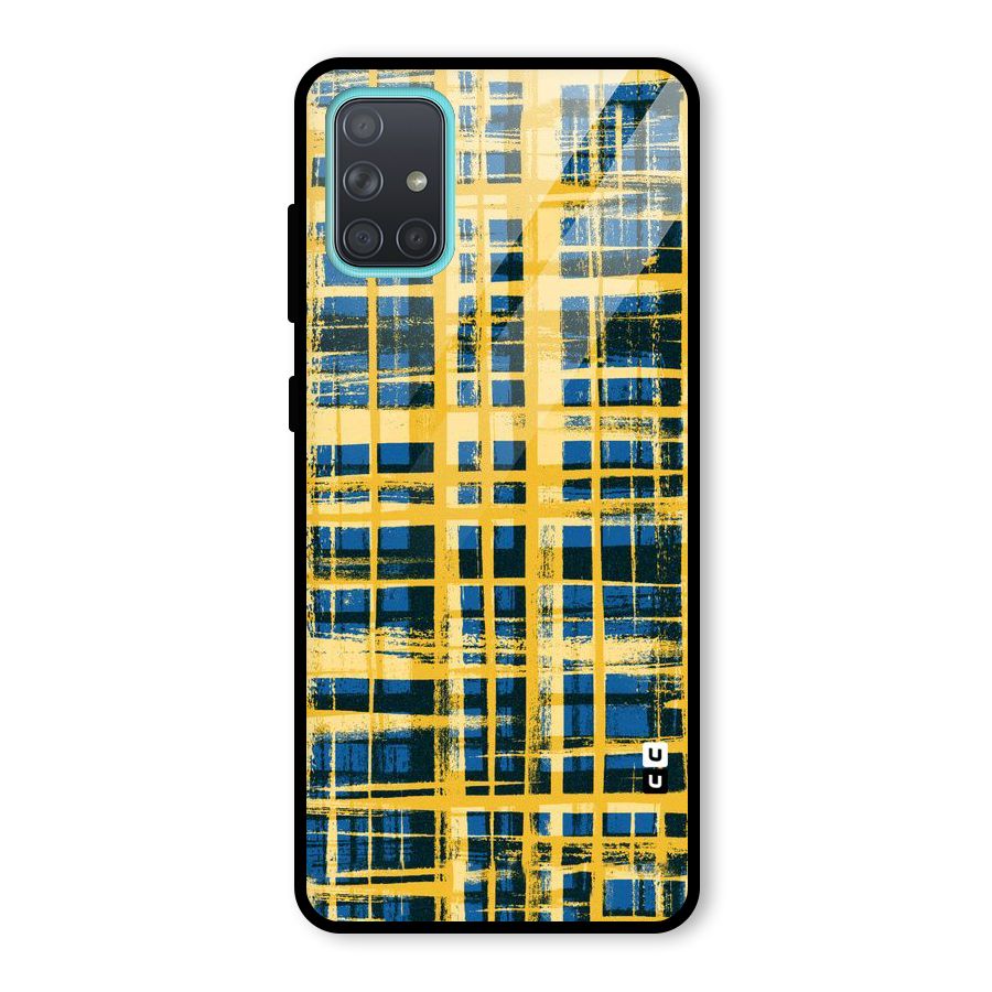 Yellow Rugged Check Design Glass Back Case for Galaxy A71