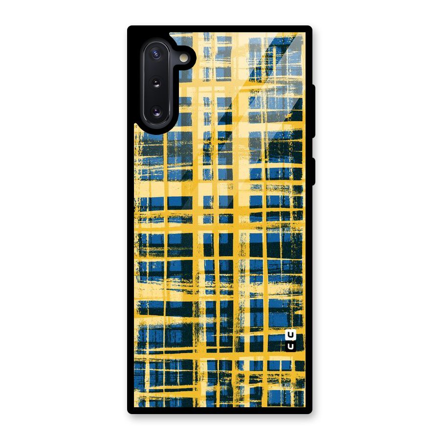 Yellow Rugged Check Design Glass Back Case for Galaxy Note 10