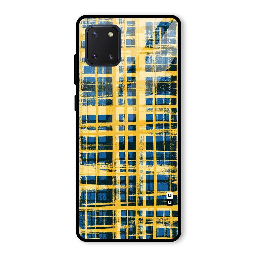 Yellow Rugged Check Design Glass Back Case for Galaxy Note 10 Lite
