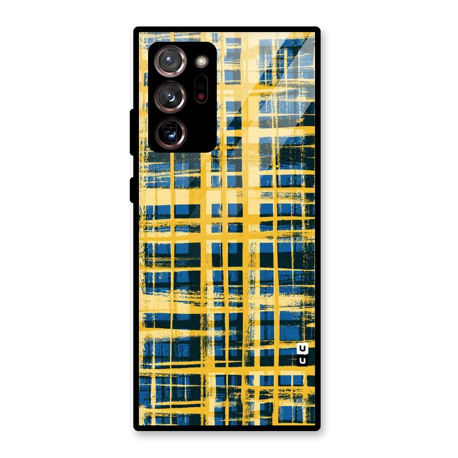 Yellow Rugged Check Design Glass Back Case for Galaxy Note 20 Ultra