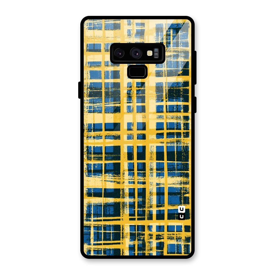 Yellow Rugged Check Design Glass Back Case for Galaxy Note 9