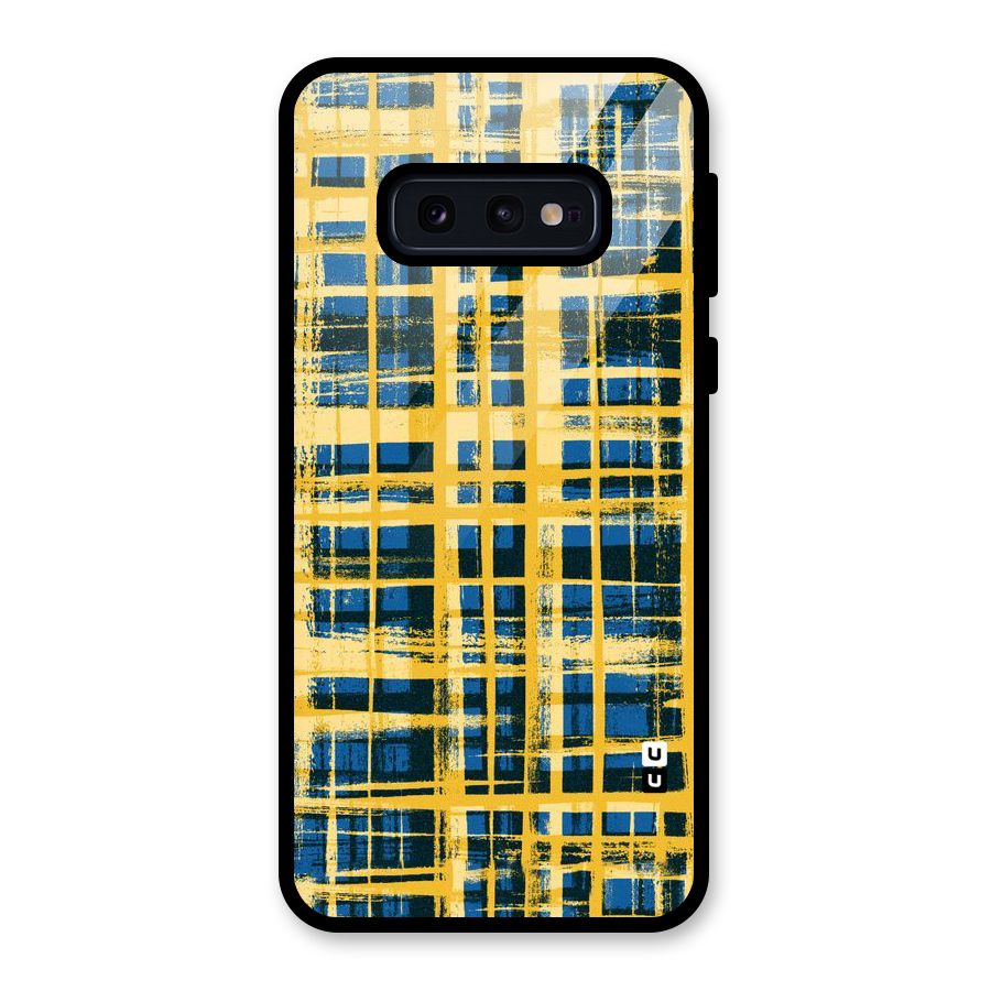 Yellow Rugged Check Design Glass Back Case for Galaxy S10e