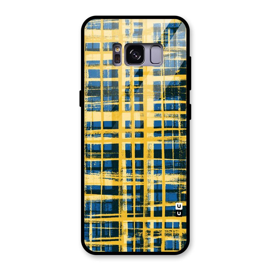Yellow Rugged Check Design Glass Back Case for Galaxy S8