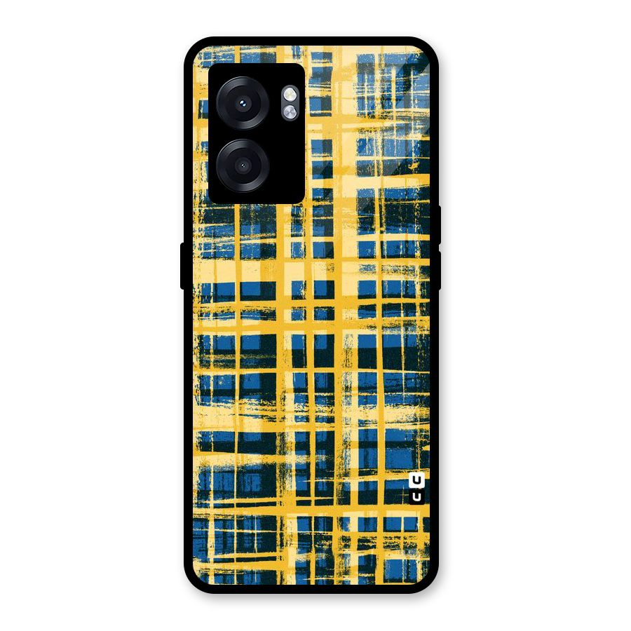 Yellow Rugged Check Design Glass Back Case for Oppo K10 (5G)