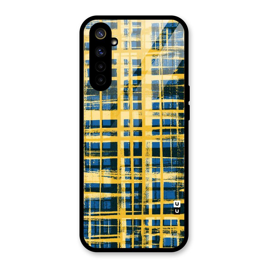 Yellow Rugged Check Design Glass Back Case for Realme 6i