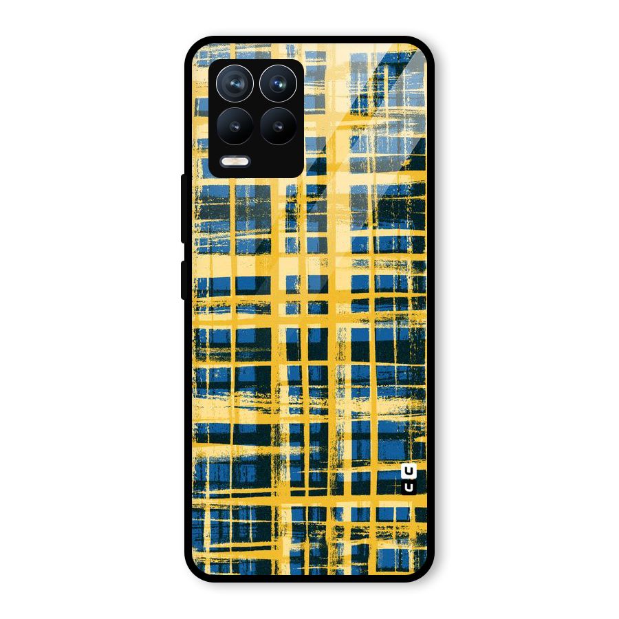 Yellow Rugged Check Design Glass Back Case for Realme 8 Pro