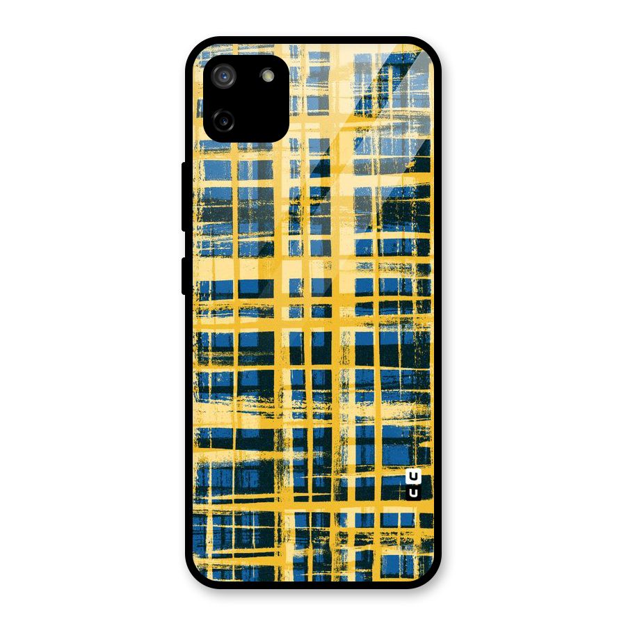Yellow Rugged Check Design Glass Back Case for Realme C11