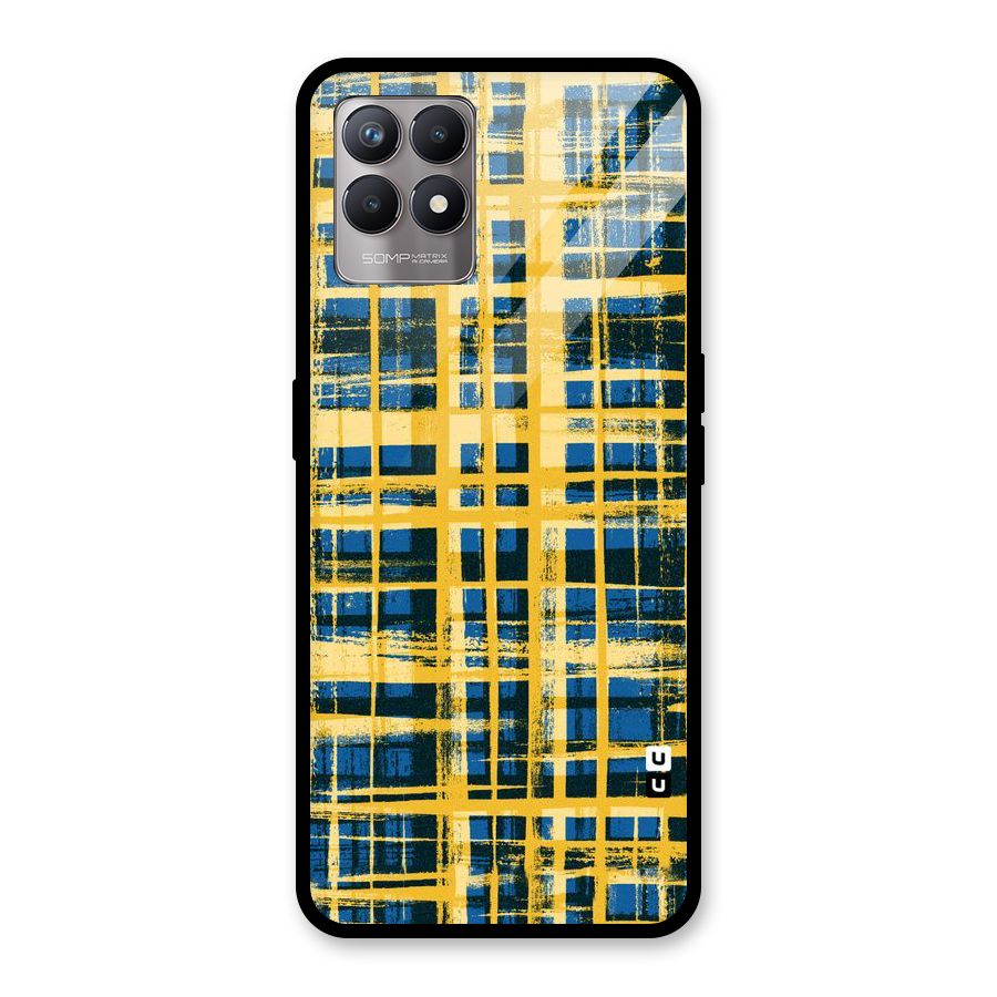 Yellow Rugged Check Design Glass Back Case for Realme Narzo 50
