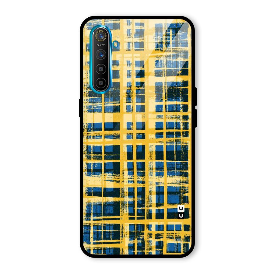 Yellow Rugged Check Design Glass Back Case for Realme X2