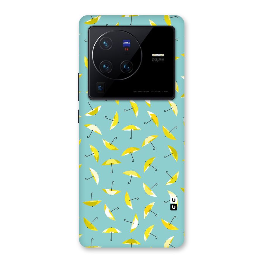 Yellow Umbrella Pattern Back Case for Vivo X80 Pro