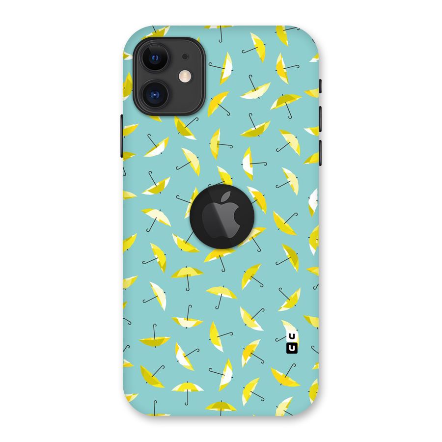 Yellow Umbrella Pattern Back Case for iPhone 11 Logo Cut