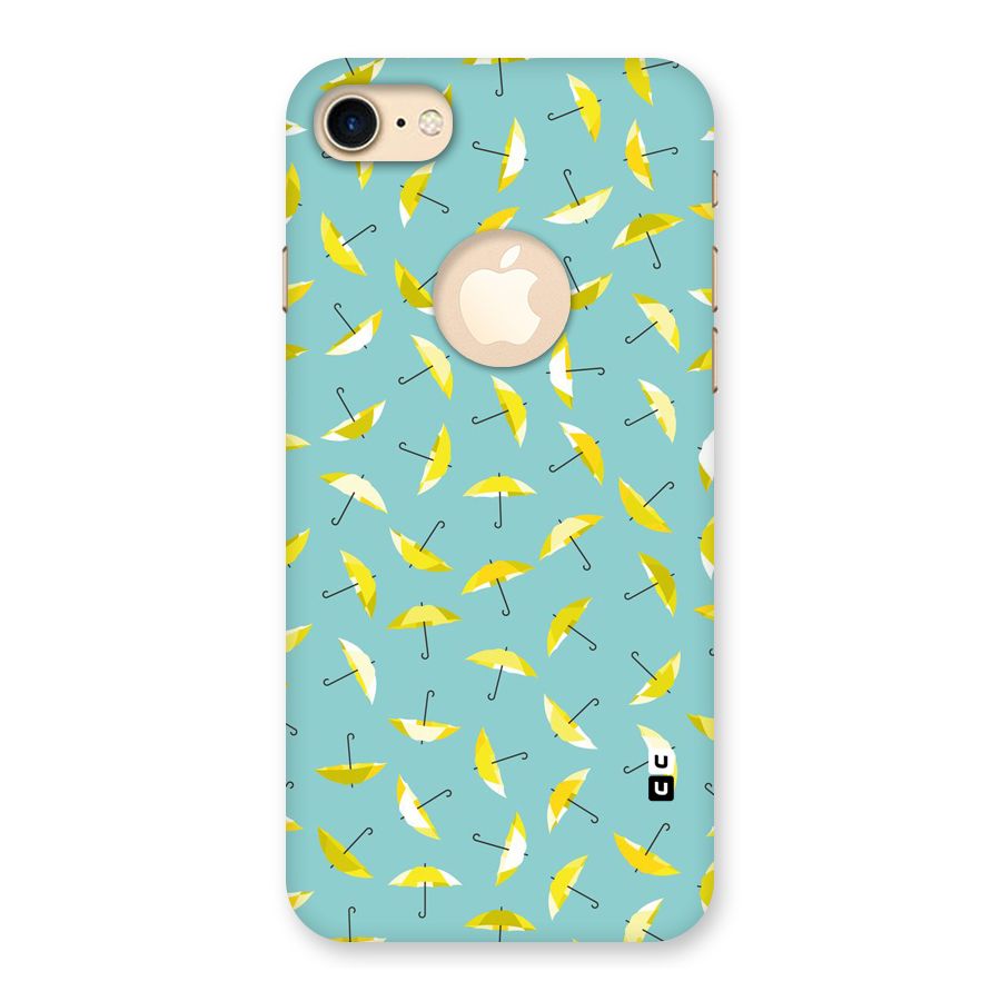 Yellow Umbrella Pattern Back Case for iPhone 8 Logo Cut
