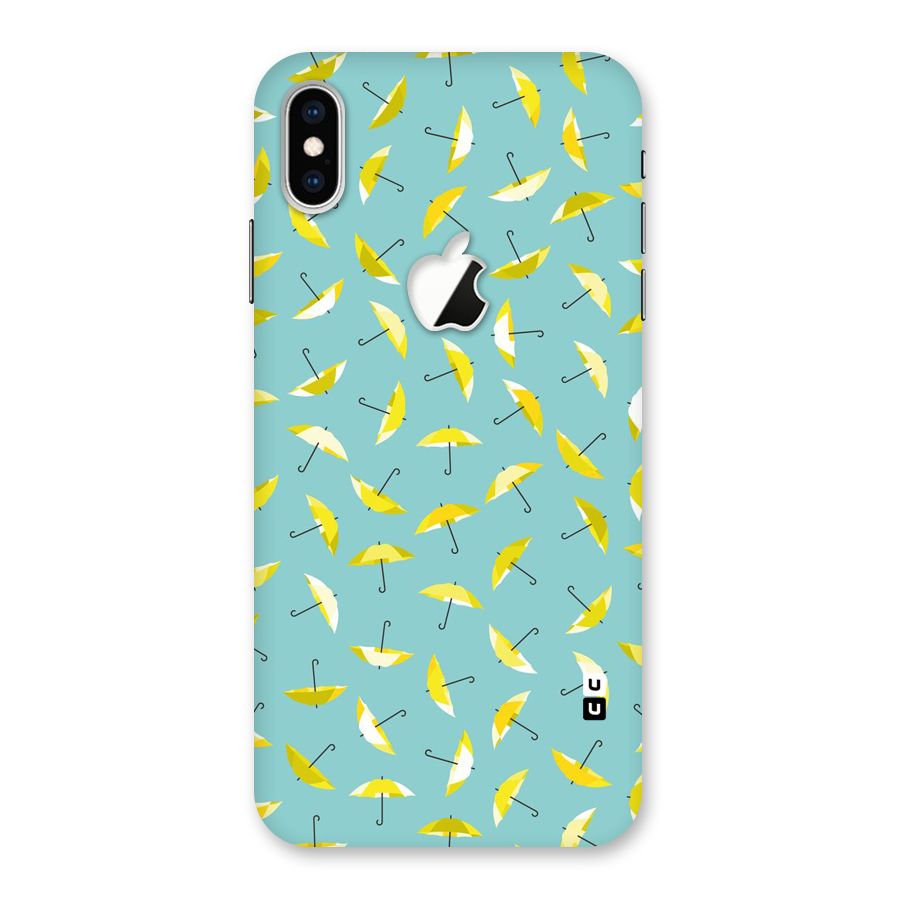 Yellow Umbrella Pattern Back Case for iPhone XS Max Apple Cut