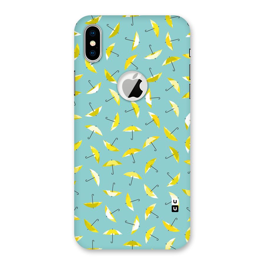 Yellow Umbrella Pattern Back Case for iPhone X Logo Cut