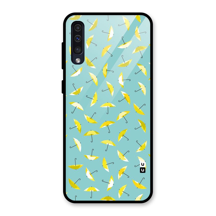 Yellow Umbrella Pattern Glass Back Case for Galaxy A50