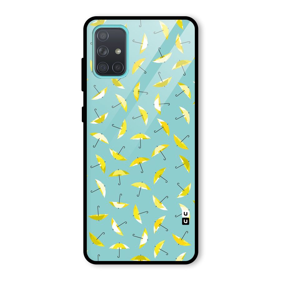Yellow Umbrella Pattern Glass Back Case for Galaxy A71