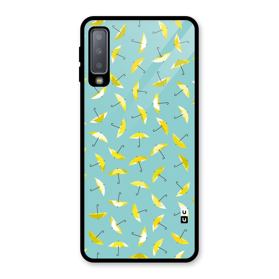 Yellow Umbrella Pattern Glass Back Case for Galaxy A7 (2018)