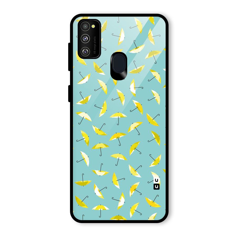Yellow Umbrella Pattern Glass Back Case for Galaxy M30s