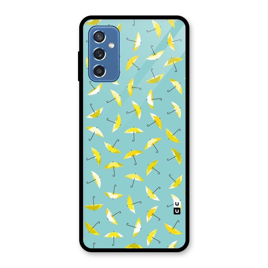Yellow Umbrella Pattern Glass Back Case for Galaxy M52 5G