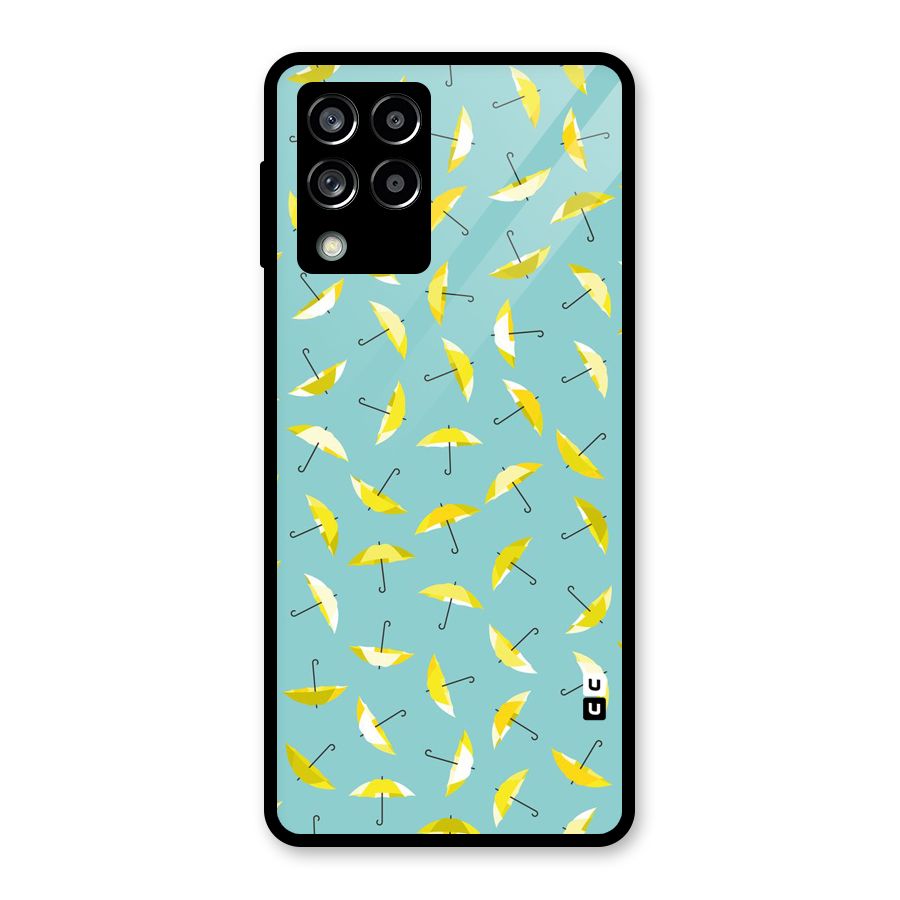 Yellow Umbrella Pattern Glass Back Case for Galaxy M53 5G