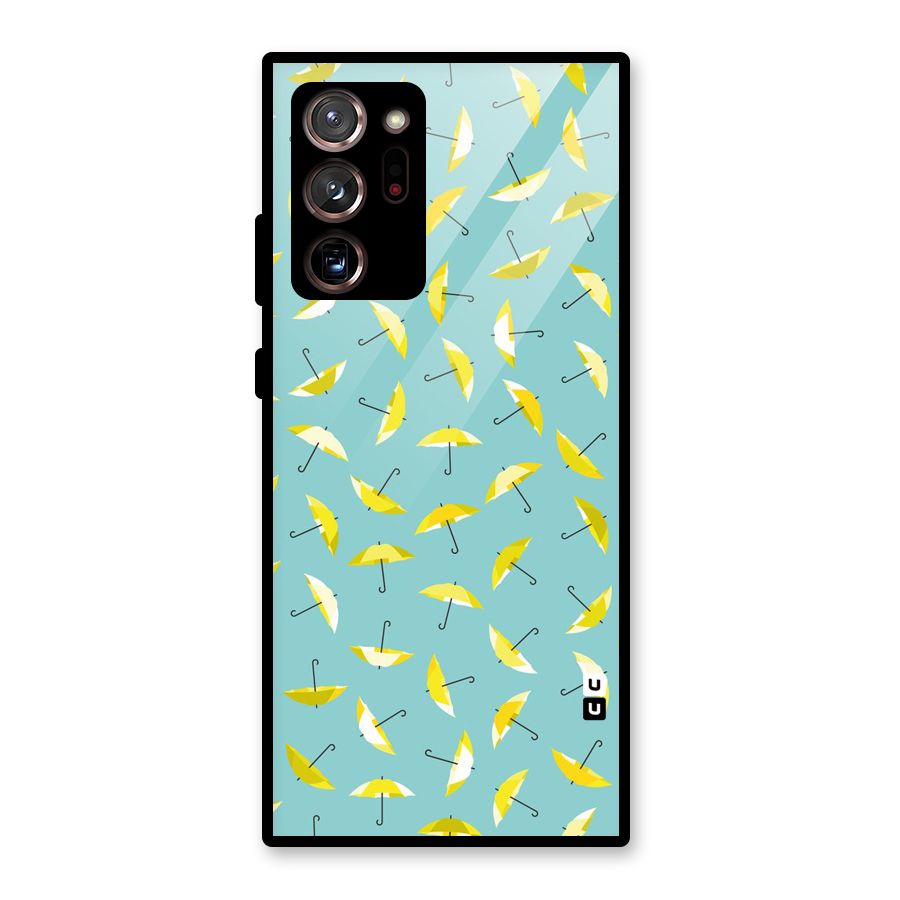 Yellow Umbrella Pattern Glass Back Case for Galaxy Note 20 Ultra