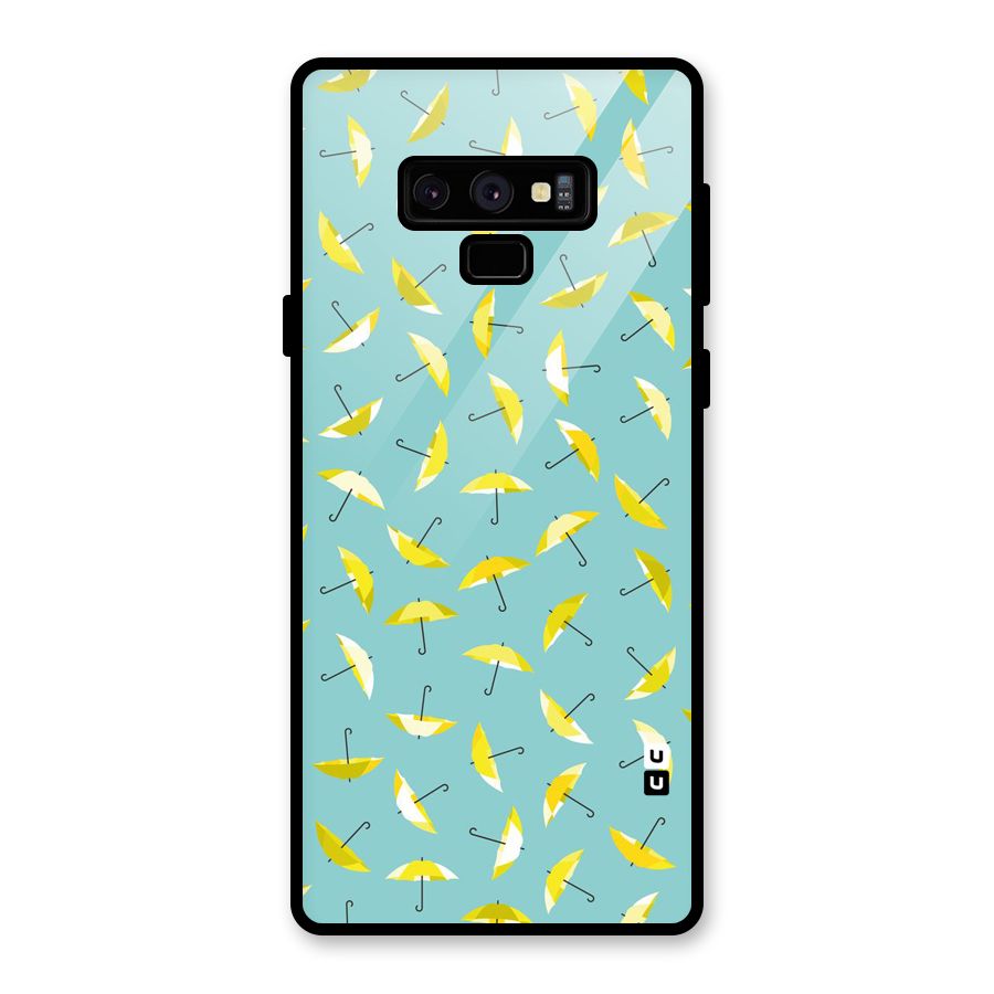 Yellow Umbrella Pattern Glass Back Case for Galaxy Note 9