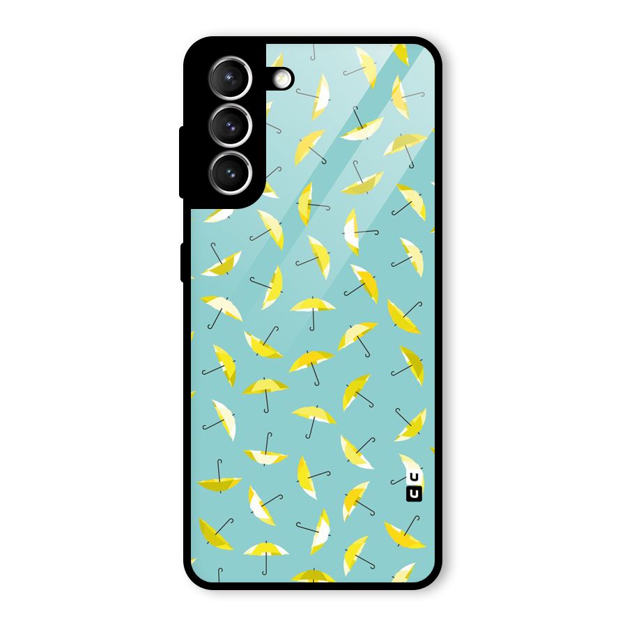 Yellow Umbrella Pattern Glass Back Case for Galaxy S21 5G