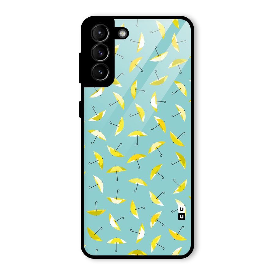 Yellow Umbrella Pattern Glass Back Case for Galaxy S21 Plus
