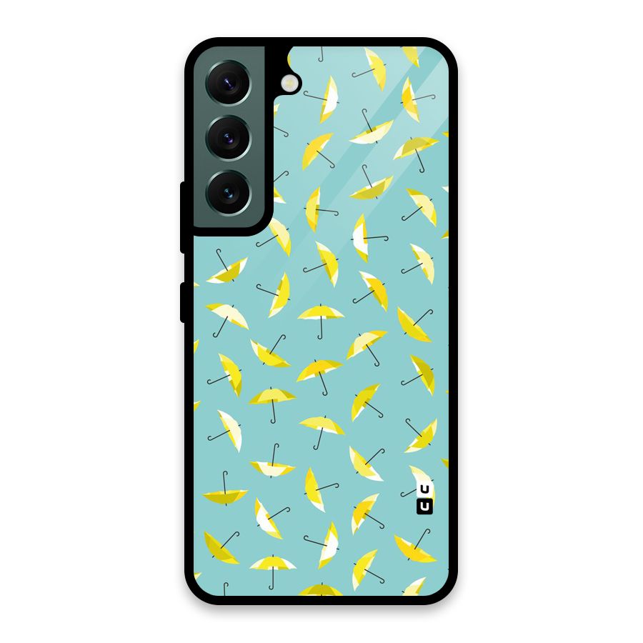 Yellow Umbrella Pattern Glass Back Case for Galaxy S22 5G