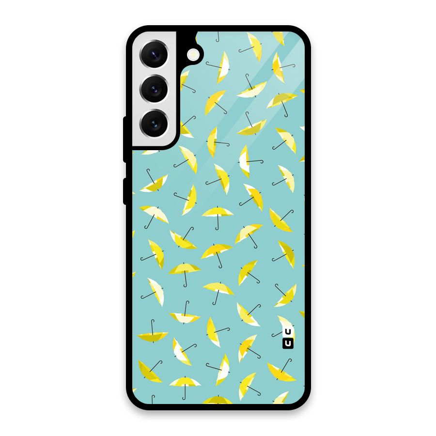 Yellow Umbrella Pattern Glass Back Case for Galaxy S22 Plus 5G