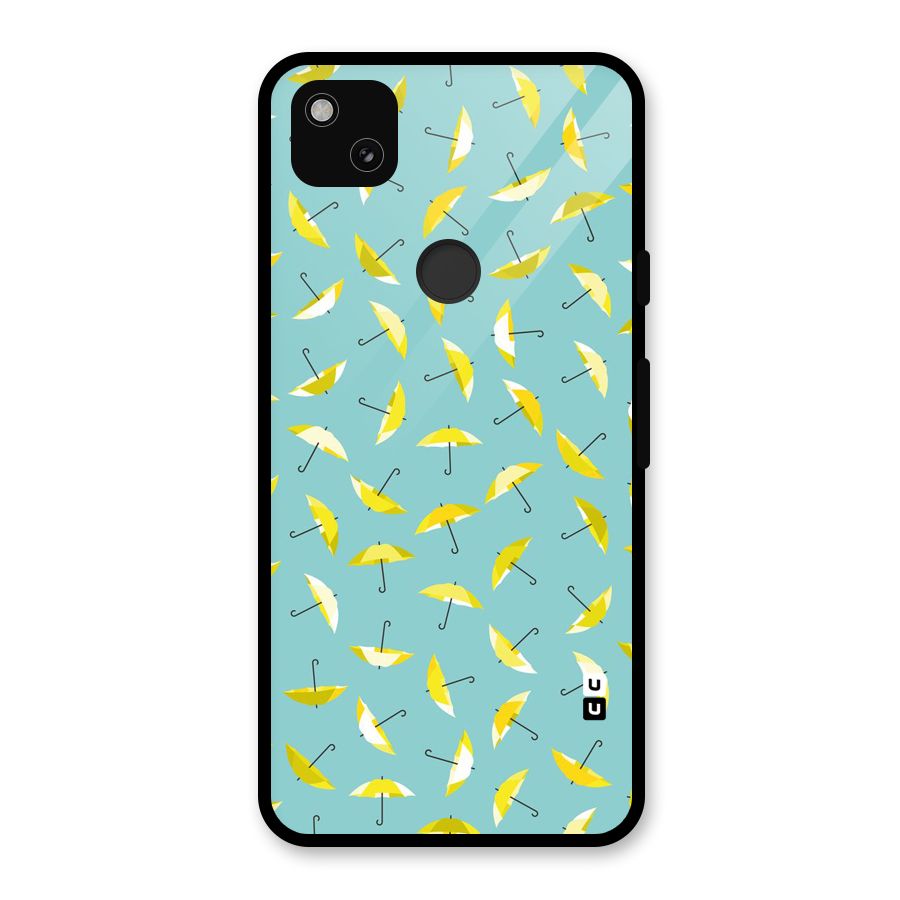 Yellow Umbrella Pattern Glass Back Case for Google Pixel 4a