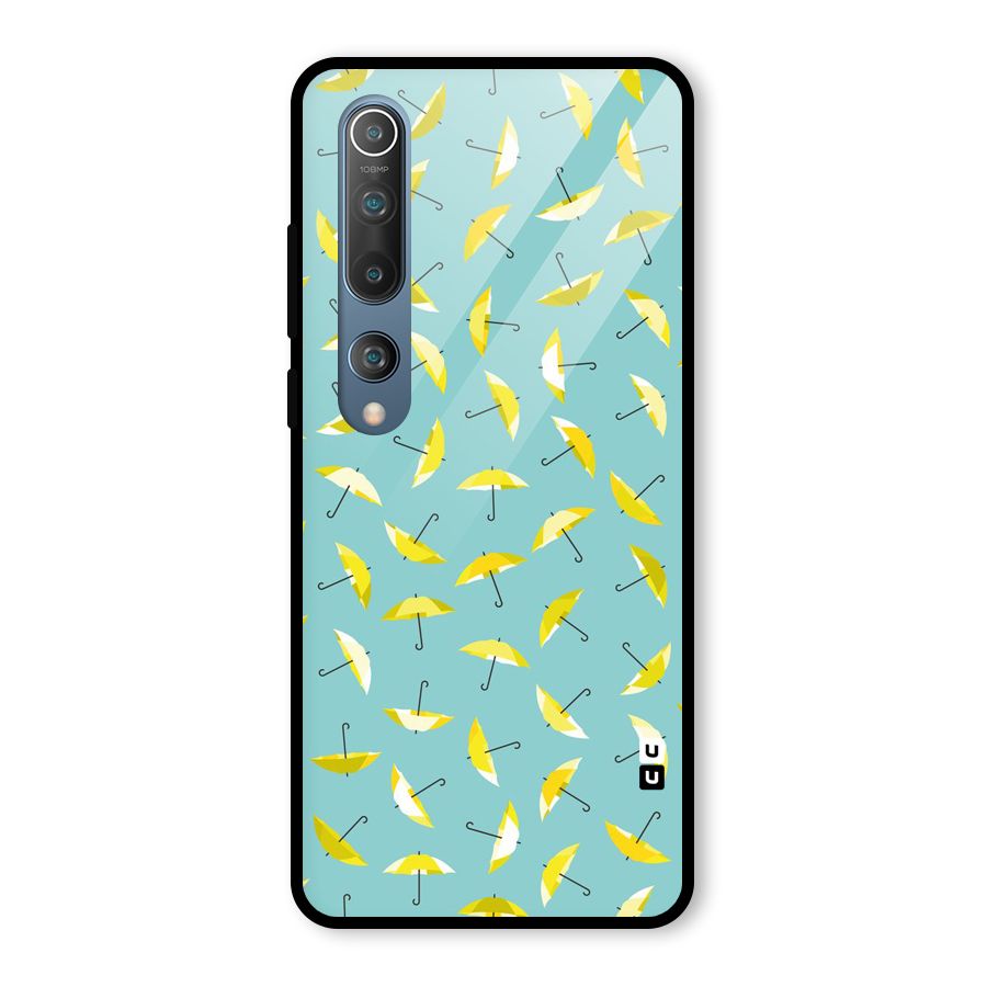 Yellow Umbrella Pattern Glass Back Case for Mi 10
