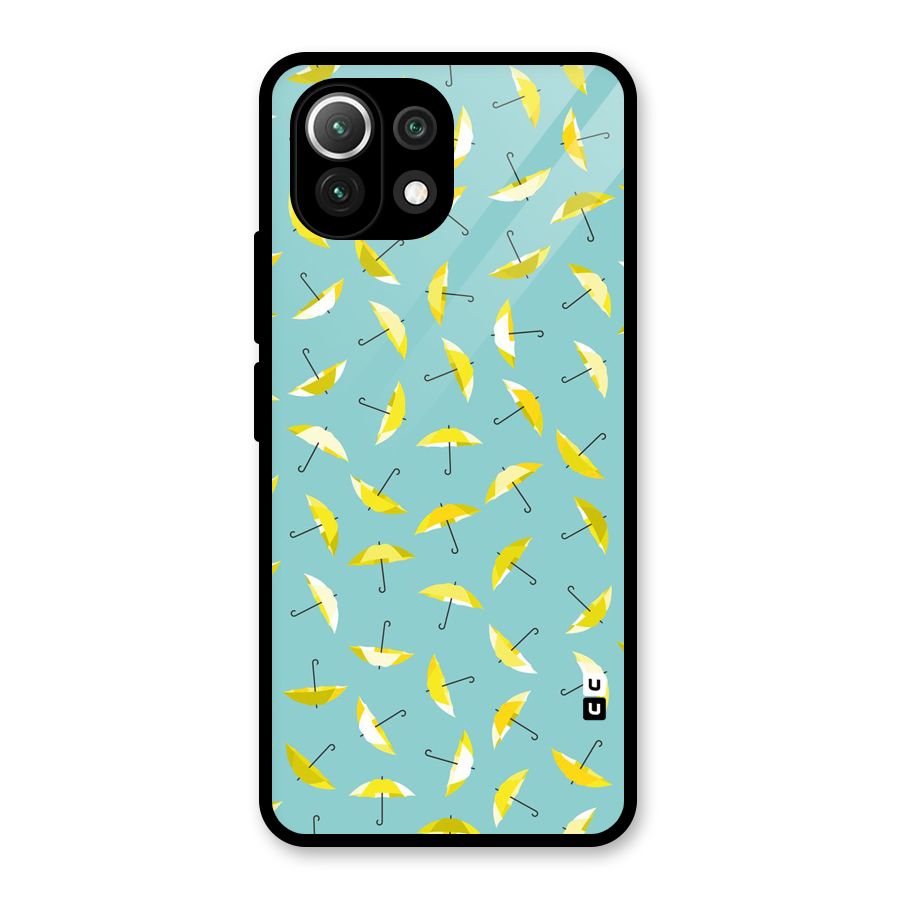 Yellow Umbrella Pattern Glass Back Case for Mi 11 Lite NE 5G