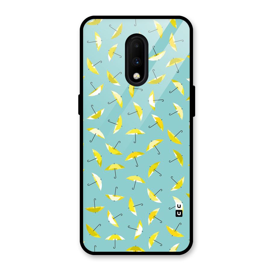 Yellow Umbrella Pattern Glass Back Case for OnePlus 7