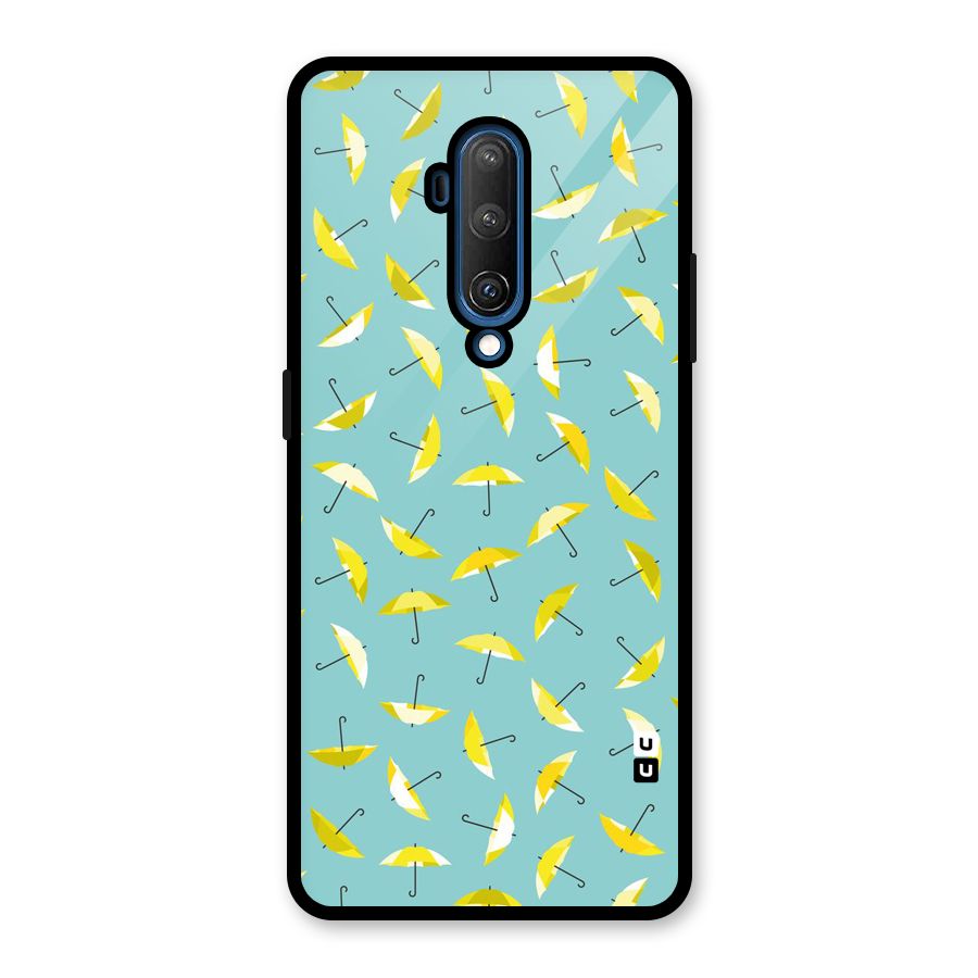 Yellow Umbrella Pattern Glass Back Case for OnePlus 7T Pro