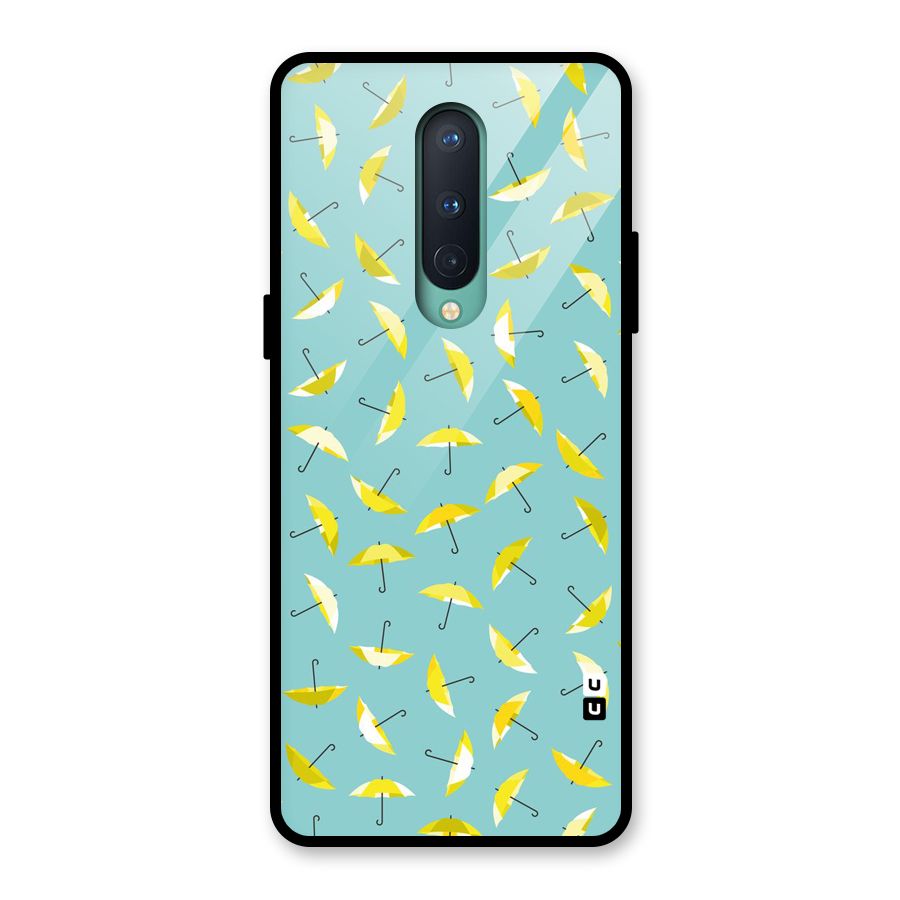 Yellow Umbrella Pattern Glass Back Case for OnePlus 8