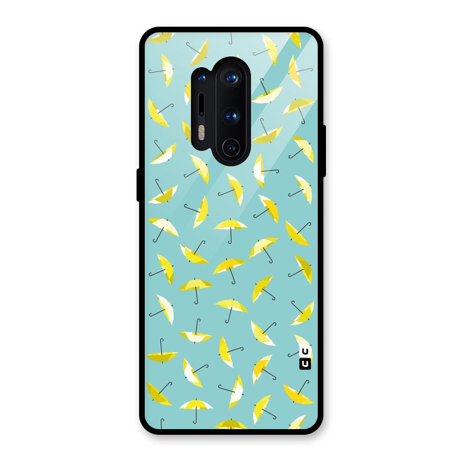 Yellow Umbrella Pattern Glass Back Case for OnePlus 8 Pro