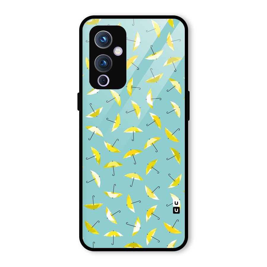 Yellow Umbrella Pattern Glass Back Case for OnePlus 9